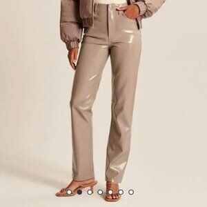 Women's Curve Love Patent Leather 90s Straight Pant | TAUPE | Size 28 SHORT